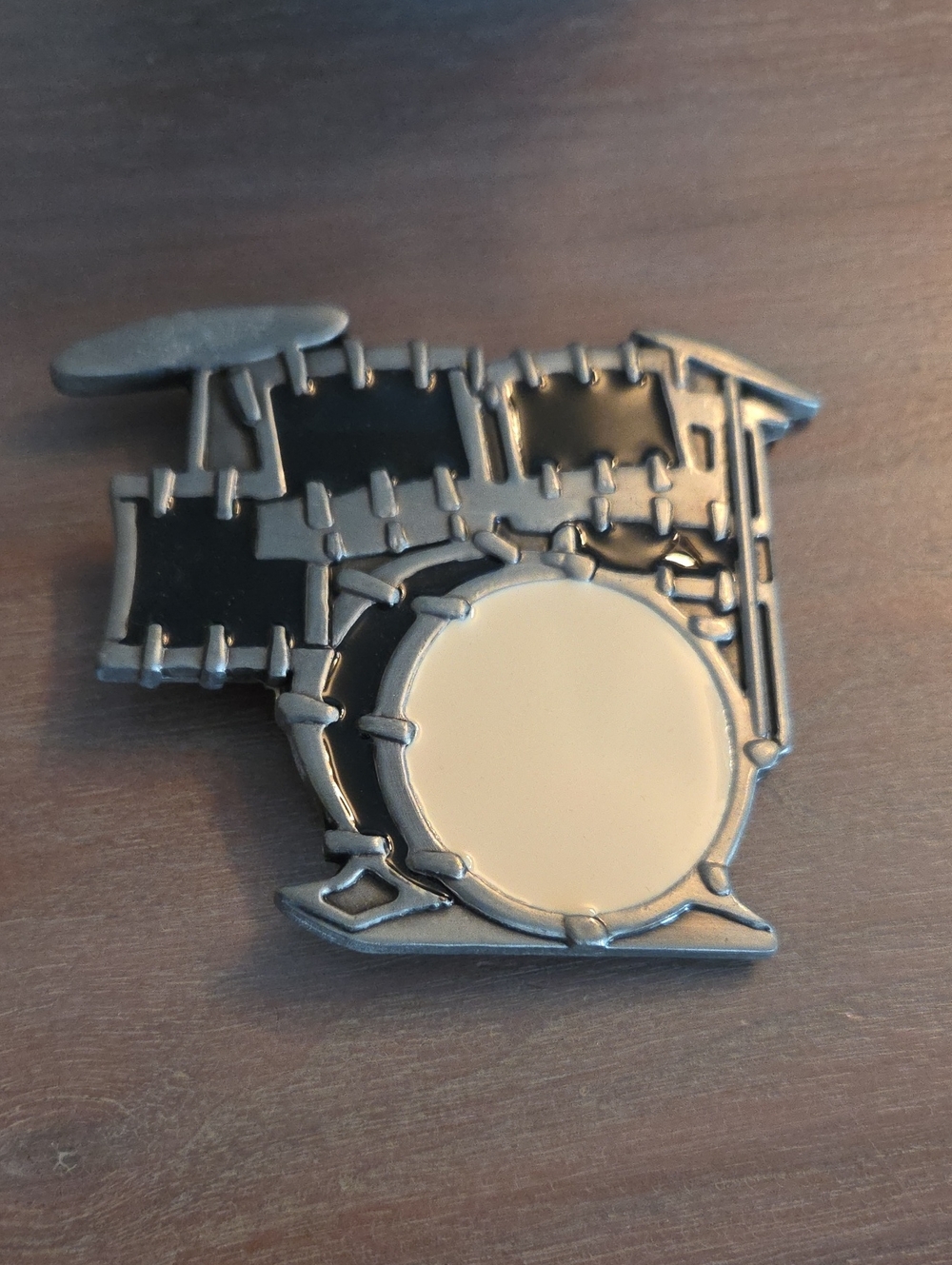 Drum Drums Kit Music Rock Roll Belt BUCKLE HIP HOP Silver Chrome Retro Musician